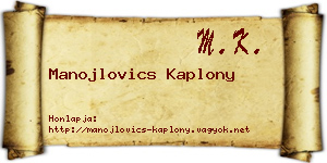 Manojlovics Kaplony névjegykártya